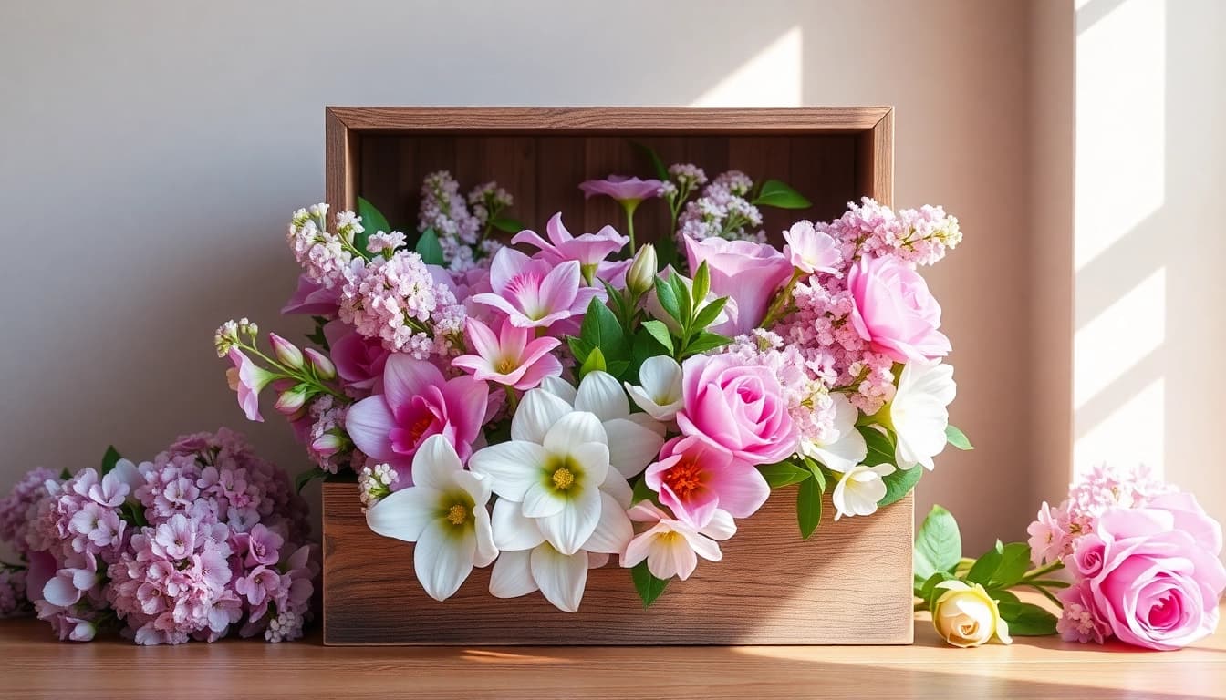 Gifting stunning letterbox flowers in a rustic setting, showcasing vibrant colors and arrangements.