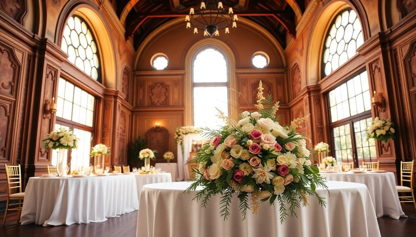 Stunning setup showcasing a Jacksonville Wedding Venue with elegant decor and floral arrangements.