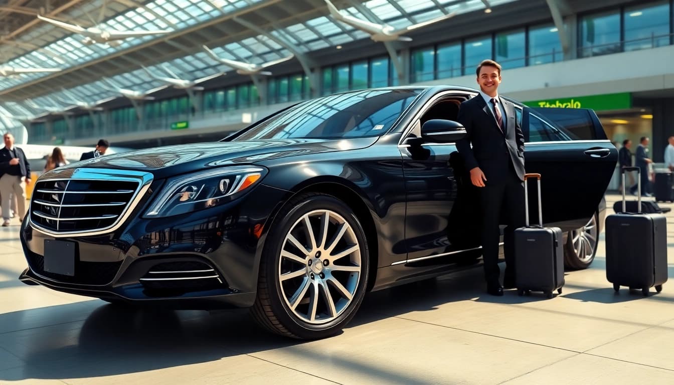 Experience a reliable Teterboro car service with a luxury vehicle ready for passengers at the airport.