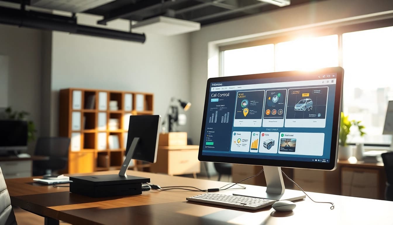 Engaging remote call control setup showing a user managing calls effectively in a modern office.