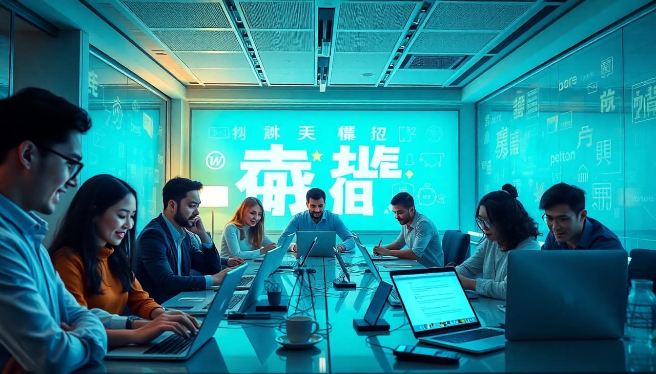 Explore innovative translation services with 有道翻译 in a modern workspace.