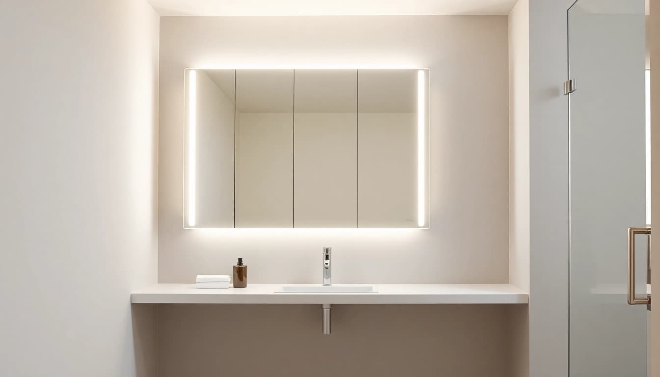 Praktischer sonni Spiegelschrank mit modernem Design und integrierter Beleuchtung.