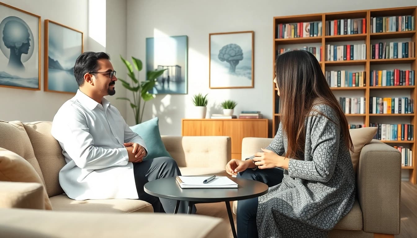 Consult with the top psychiatrist in dubai in a serene office setting.