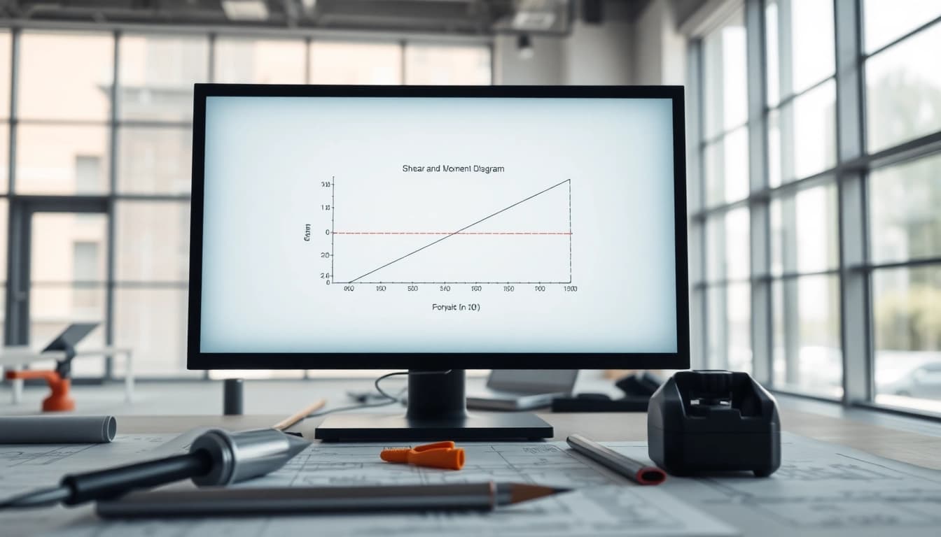 Analyze Shear and Moment Diagram in a professional engineering workstation filled with tools.