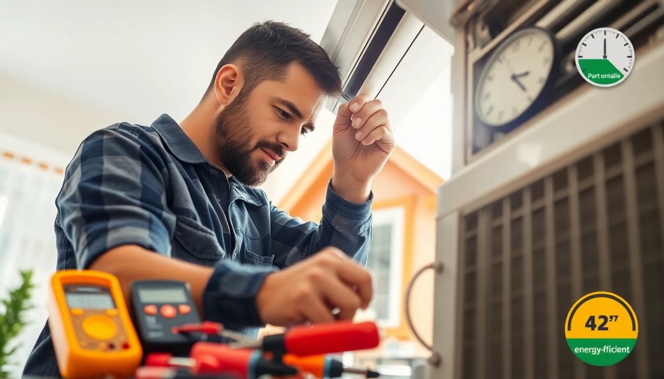 HVAC Repair Tampa expert repairing a residential air conditioning unit with professional tools.