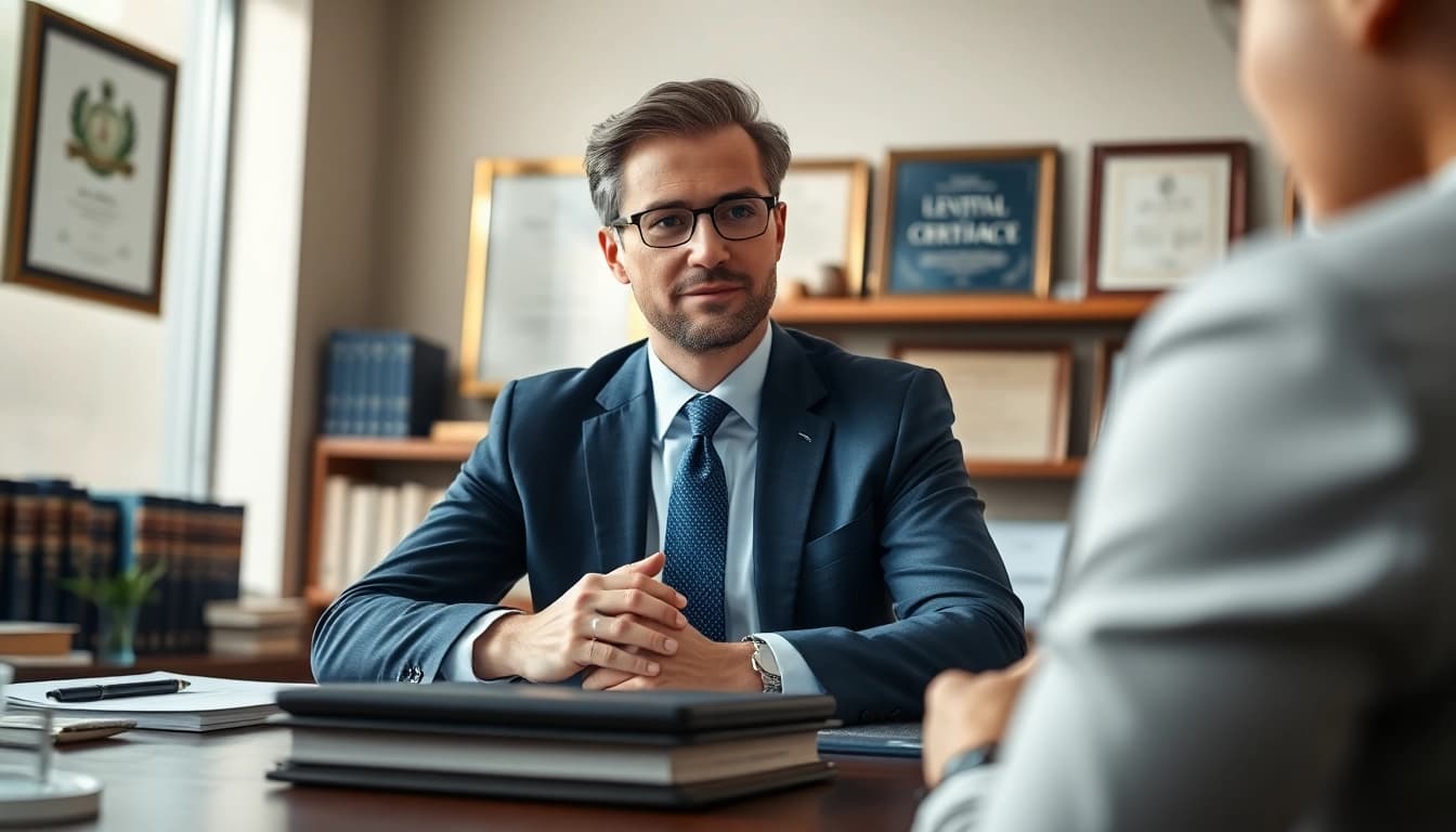 Engaging attorney-client discussion at http://www.jacobsonpilaw.com office reflecting professionalism.