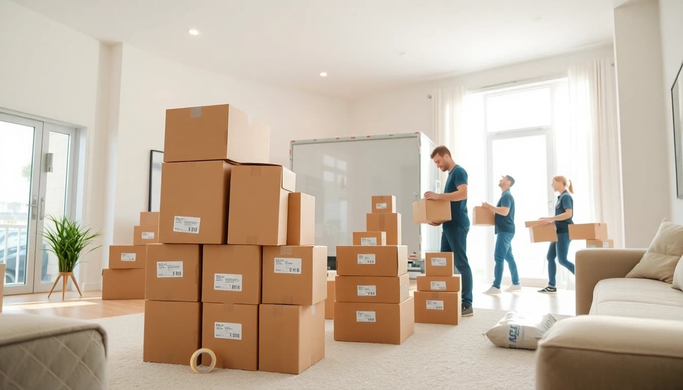 Efficient Toronto movers expertly organizing boxes and preparing for a smooth relocation.