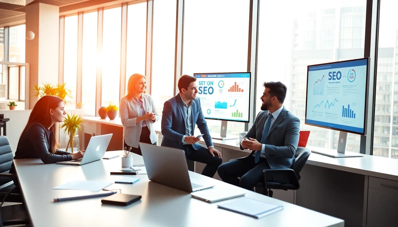 Boost your online presence with Clearwater FL SEO strategies in a collaborative office setting.