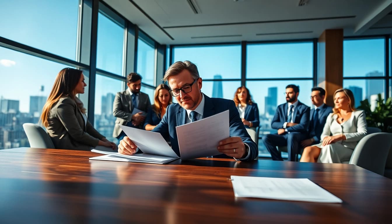 Washington DC Venture Capital Lawyer advising startup founders and investors in a modern office.
