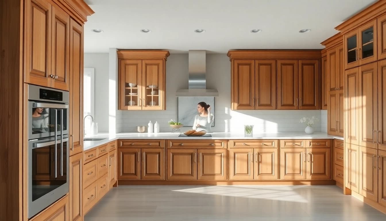 Highlighting custom kitchen cabinets in a sleek, modern kitchen design.