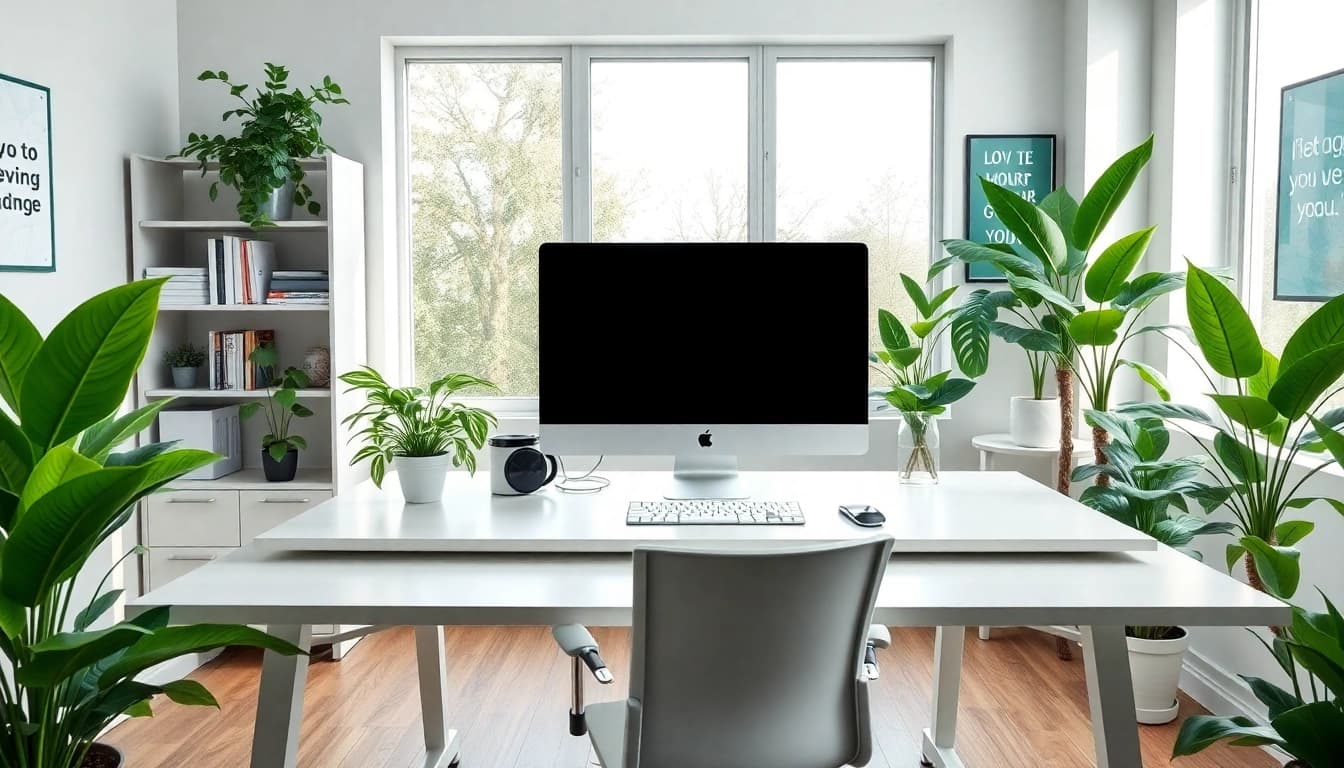 Bekijk de professionele werkruimte met een moderne computeropstelling op https://www.stofnodig.nl.