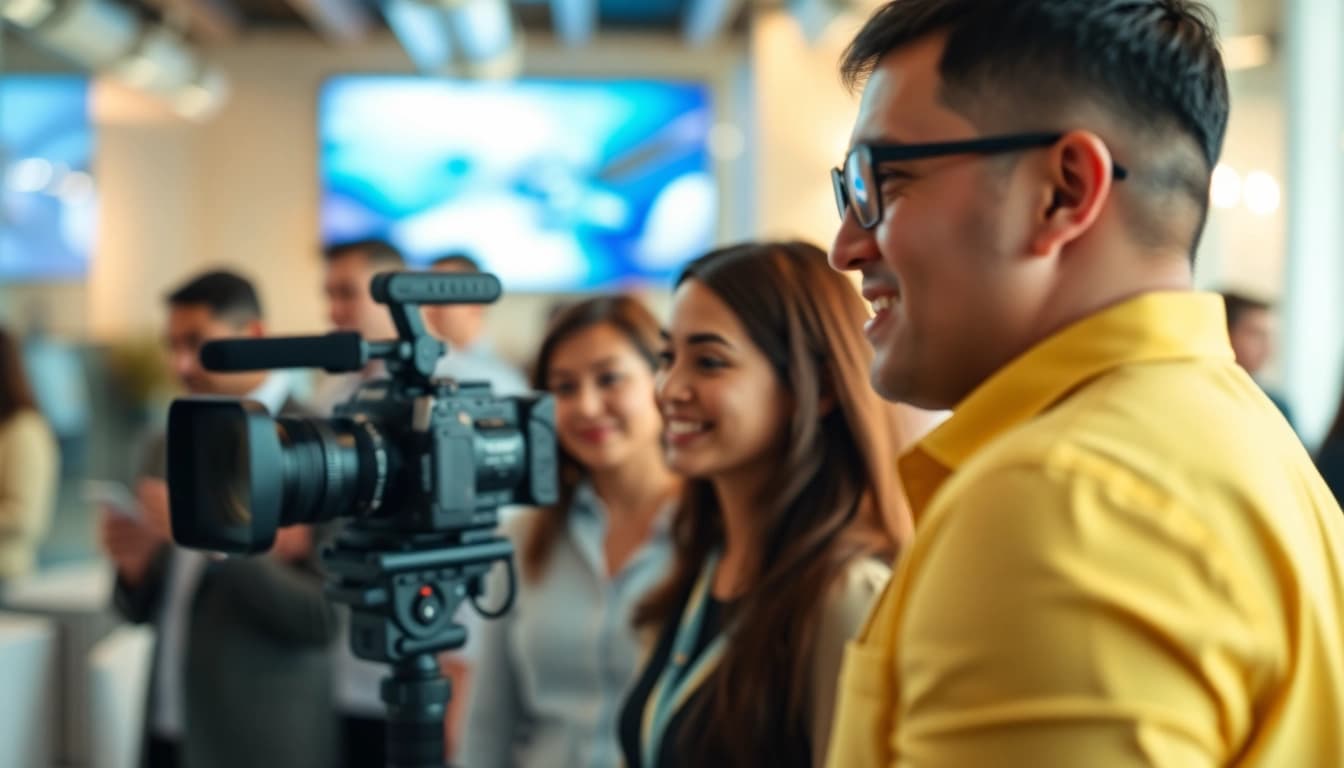 Captivating scene of Commercial videography toronto highlighting a corporate event's professional videographer.