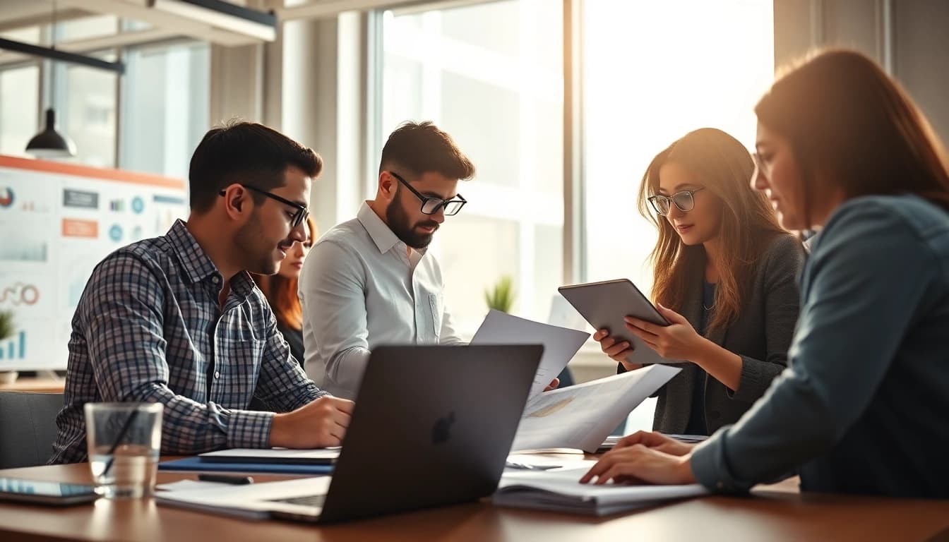rankingo w nowoczesnym biurze, zespół pracujący nad strategią marketingową