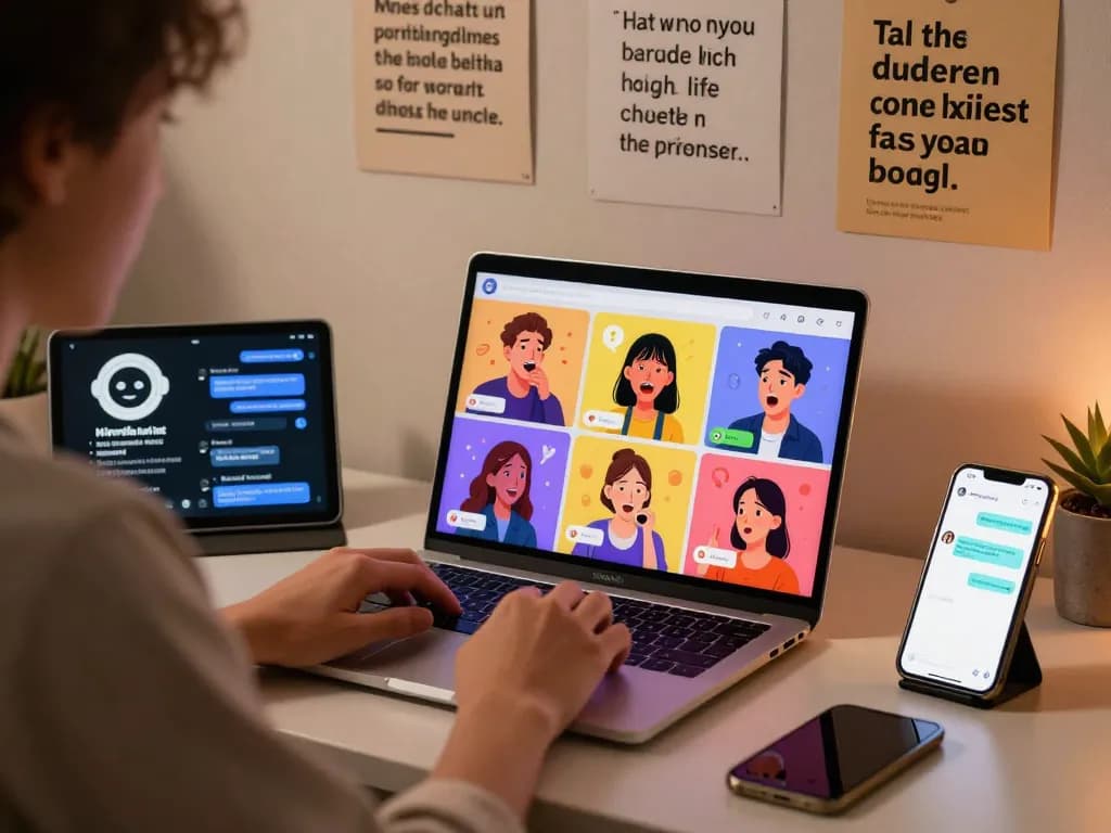 Engaging spicy chat experience captured in a modern workspace, showcasing AI interactions.