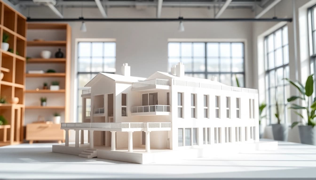 Architekturmodellbau Stuttgart präsentiert detailreiche Modelle in modernem Studio.