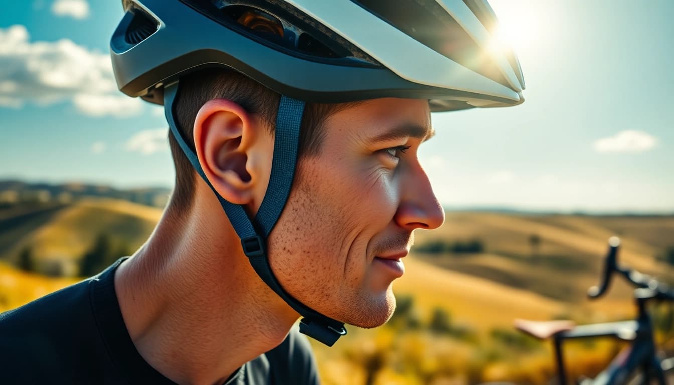 Fahrer mit Freelock Helm in Aktion, der Stil und Technik vereint.