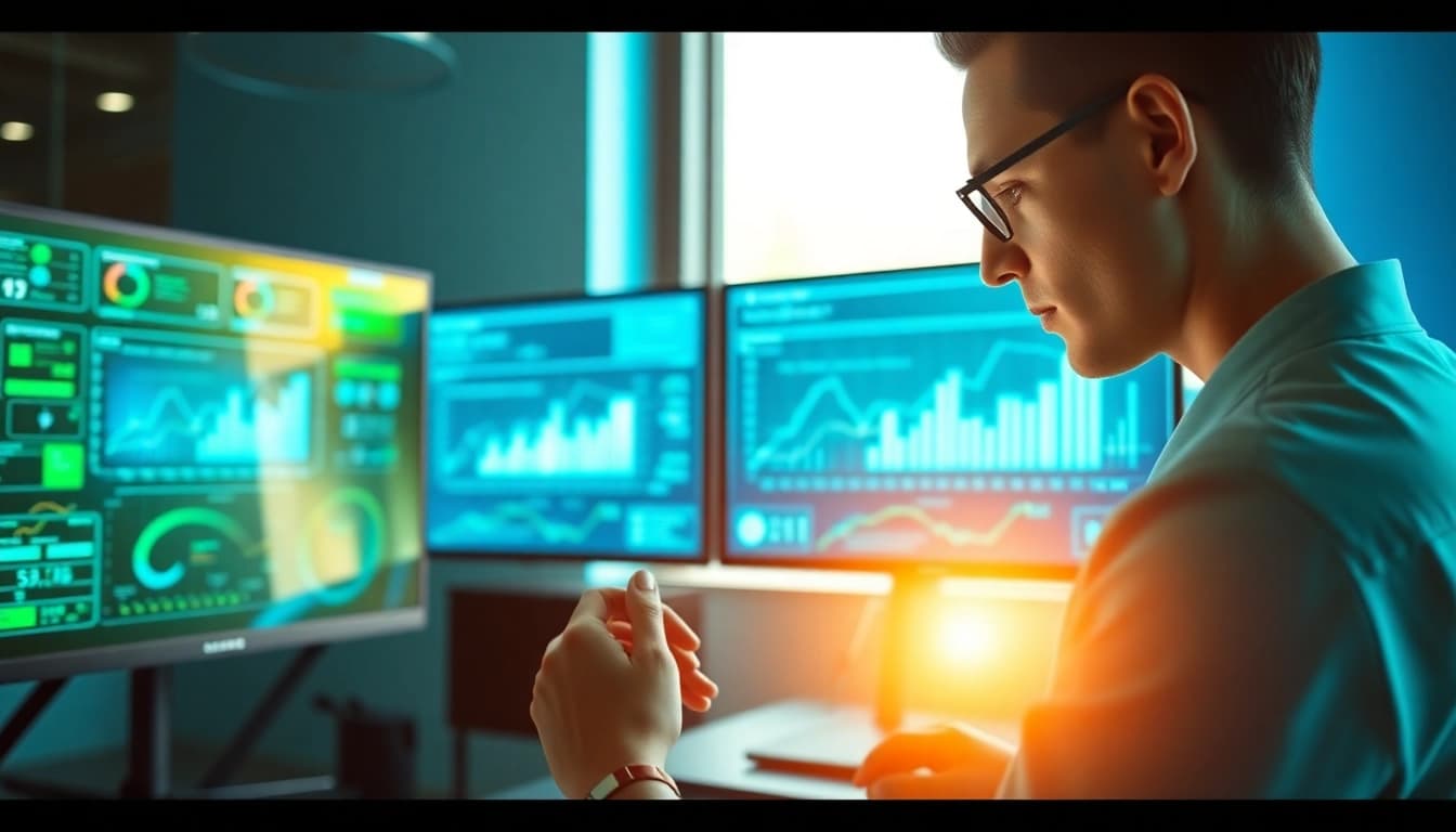 avral.net에 초점을 맞춘 디지털 작업 공간의 전문가가 작업하는 모습