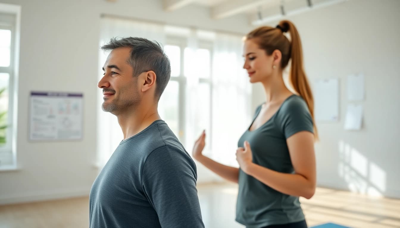 Demonstration of a natural back pain solution technique in a tranquil studio setting.