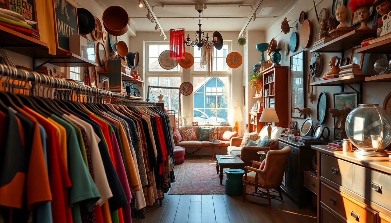 Shop at the thrift store Copenhagen for unique vintage styles and eclectic treasures.