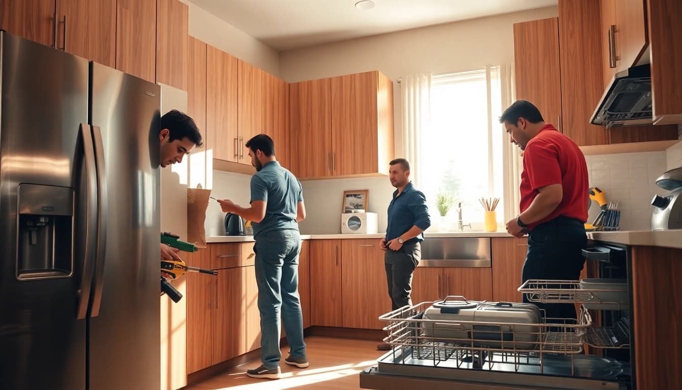 Professional appliance repair in Los Angeles showcasing skilled technicians servicing modern appliances.