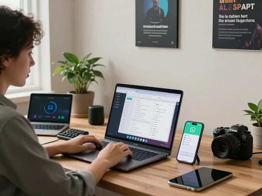 Personal AI assistant in action on a laptop, highlighting clawdbot features in a stylish home office.