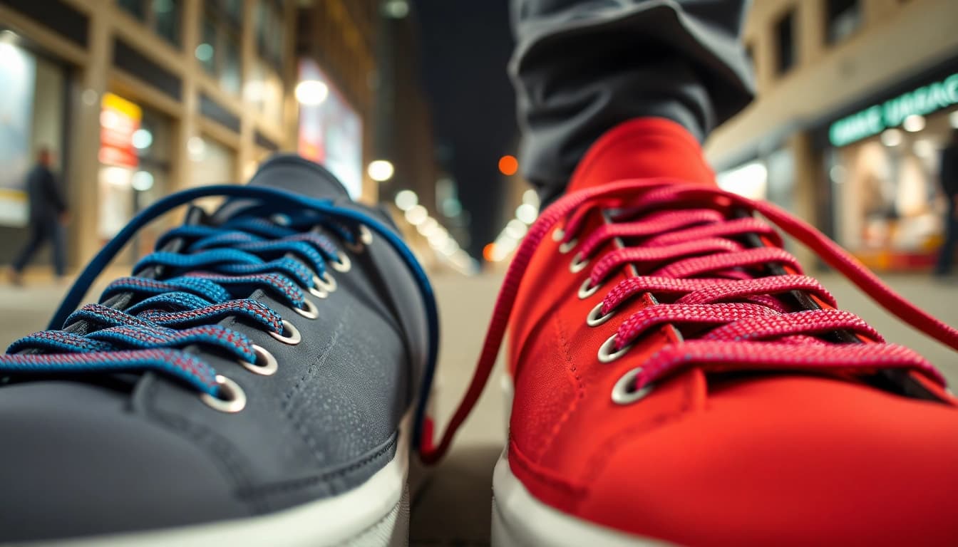 Lace Lab vs. Stock Laces featuring vibrant colors and textures for shoelace comparison.
