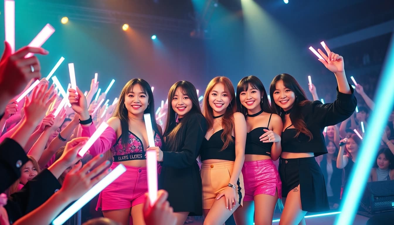 BLACKPINK news featuring members on stage during an electrifying concert surrounded by fans.