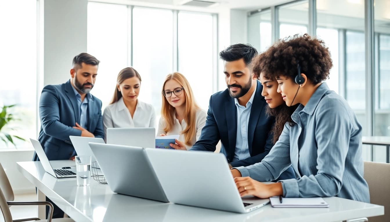 Providing effective IT support services with a professional team in a modern office.
