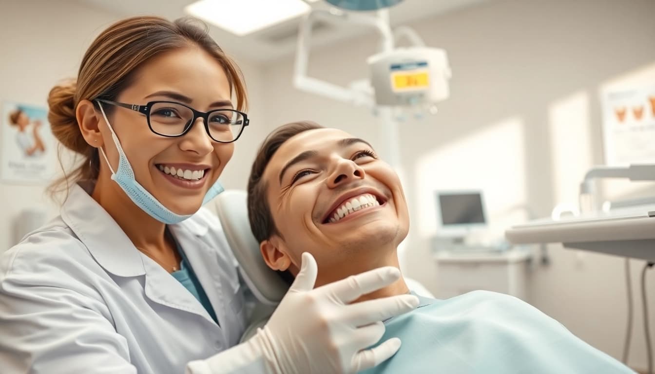 Patient receiving All-on-4 Frankfort IL dental treatment in a warm environment.