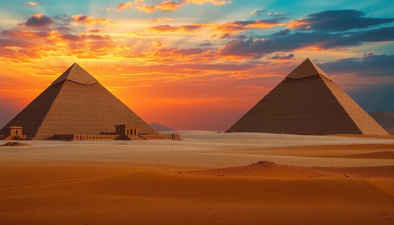 Discover stunning pyramids, emphasizing their grand scale and historical significance.