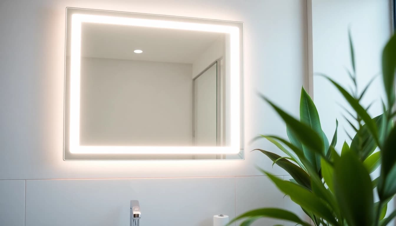 Illuminate your space with a stylish bathroom mirror with LED light featuring adjustable soft lighting.