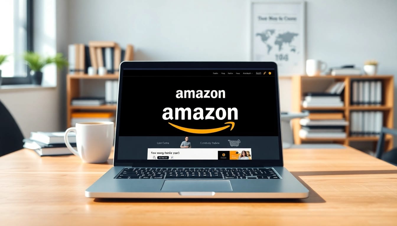 Learn about the amazon introduction with an illustrated guide featuring a laptop and workspace.