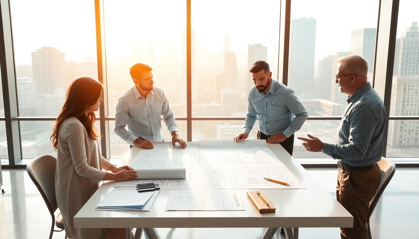 Meet with a professional New York General Contractor discussing project plans in a modern office.