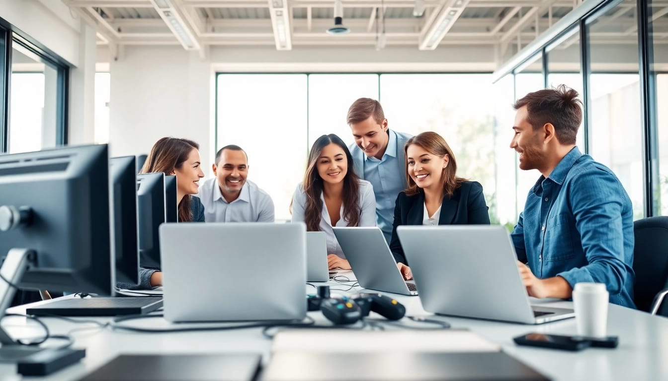 Engaged team delivering Managed Services Fredericksburg solutions in a bright, modern office.