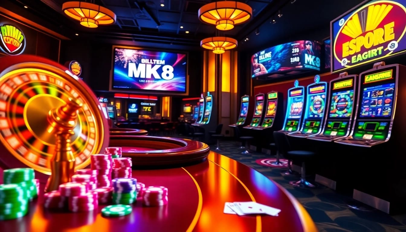 Experience the thrill of MK8.COM with vibrant casino tables and engaging online betting interfaces.