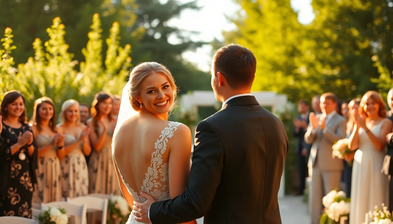 Edmonton videographer capturing an emotional outdoor wedding moment.