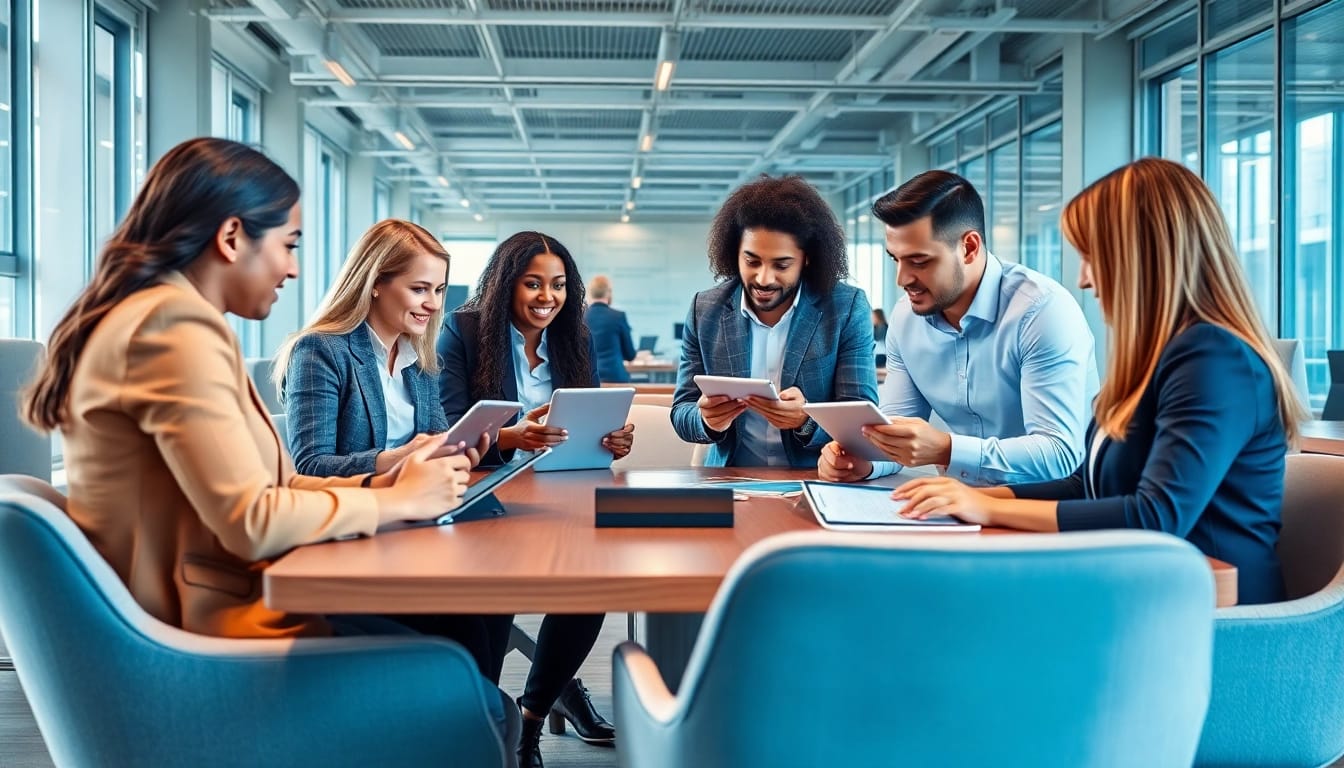 Engaging teamwork in consulting services at https://piraminds.com/category/business-consumer-services/ office setting