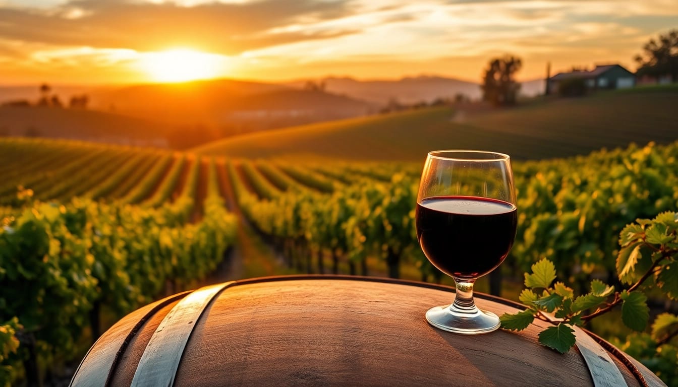 Enjoying wineries in Clarksburg with stunning vineyards and a glass of wine.