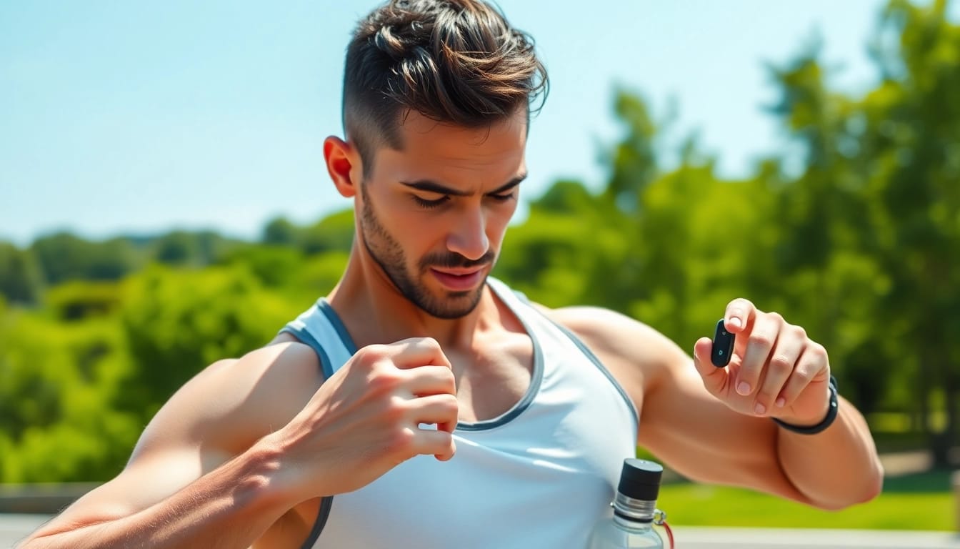 Ringconn device showcased on an athlete's wrist during an intense outdoor training session.