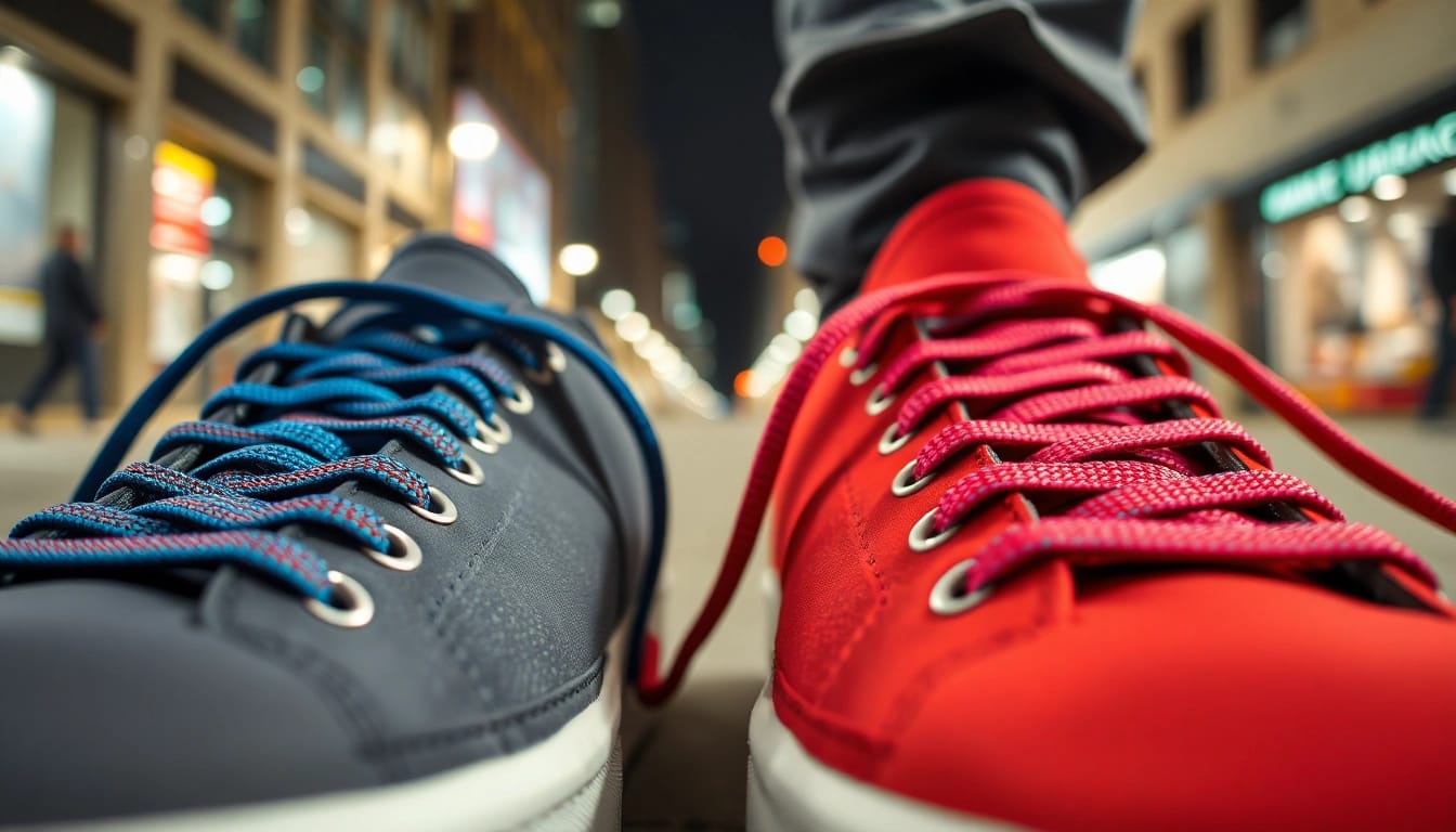 Lace Lab vs. Stock Laces featuring vibrant colors and textures for shoelace comparison.