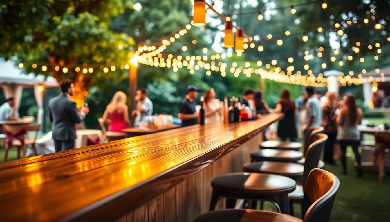 Mobile bar service creating a vibrant atmosphere with colorful decorations.