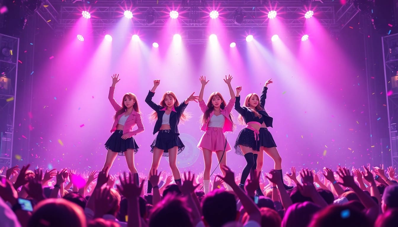 Exciting Blackpink news as they perform live on stage, showcasing their dynamic energy and vibrant style.
