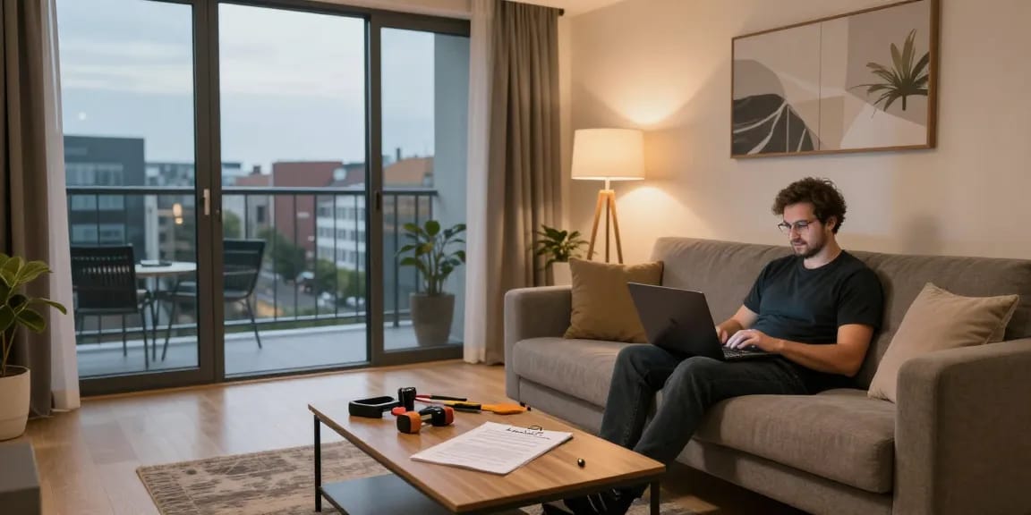 Monteurzimmer Hannover: Bequemes Apartment mit Balkon und Arbeitsplatz für Monteure.