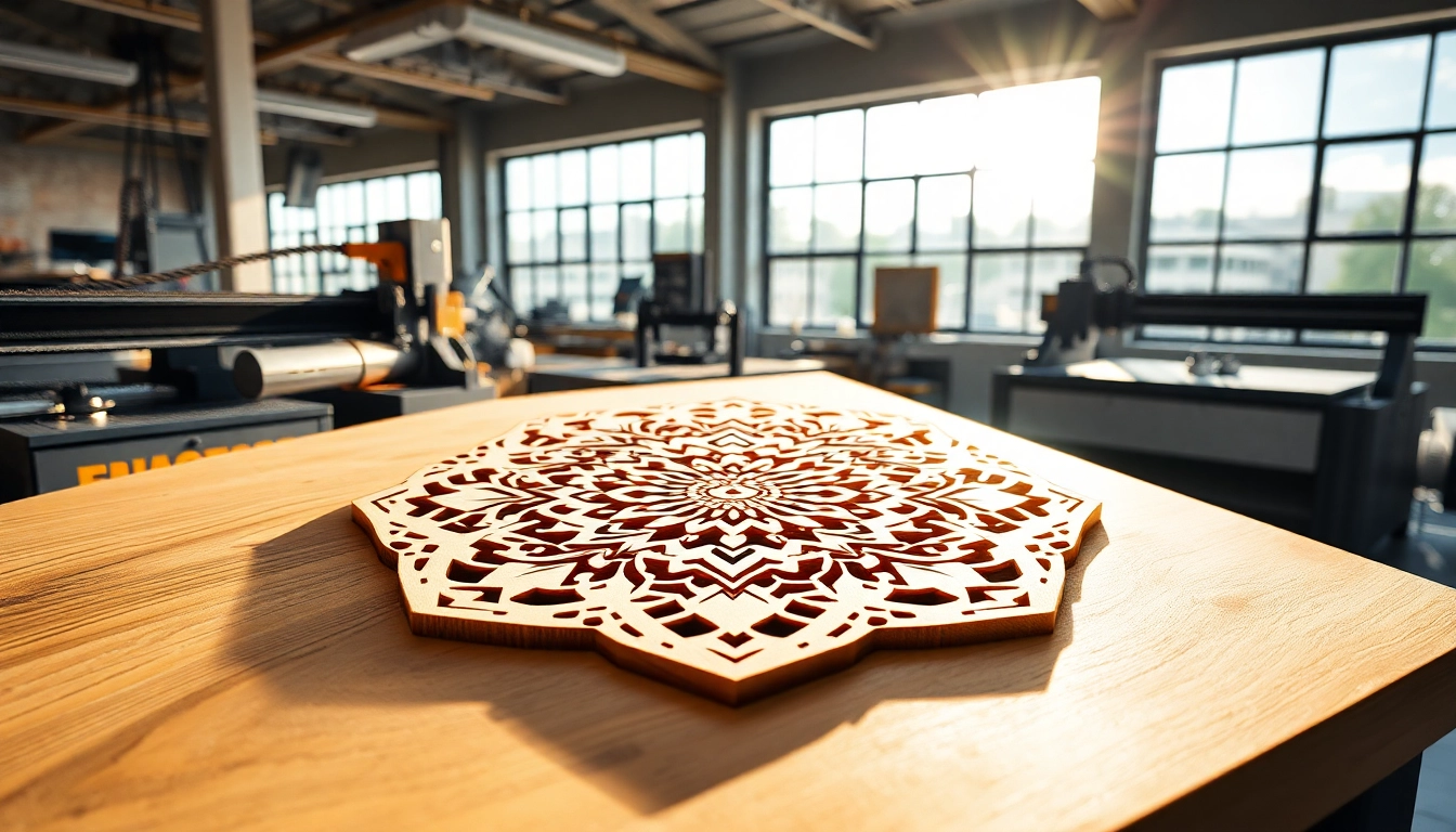 Downloadable dxf file for laser cutting showcasing intricate designs in a vibrant professional setting.