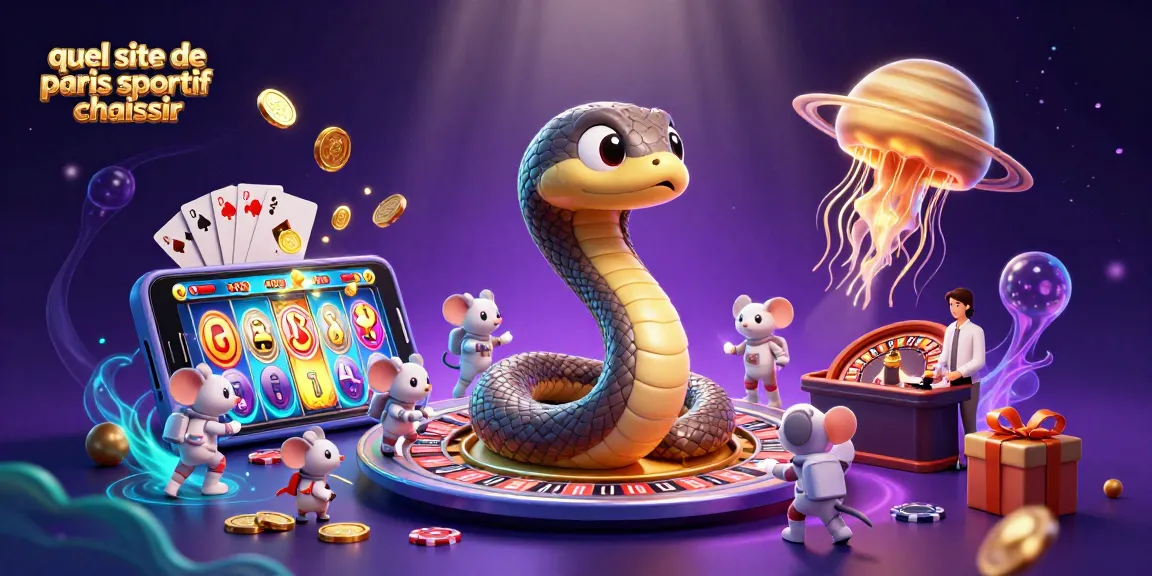 Quel site de paris sportif choisir pour parier sur un serpent des anneaux de Saturne? Illustration dynamique de jeux de casino et paris sportifs.