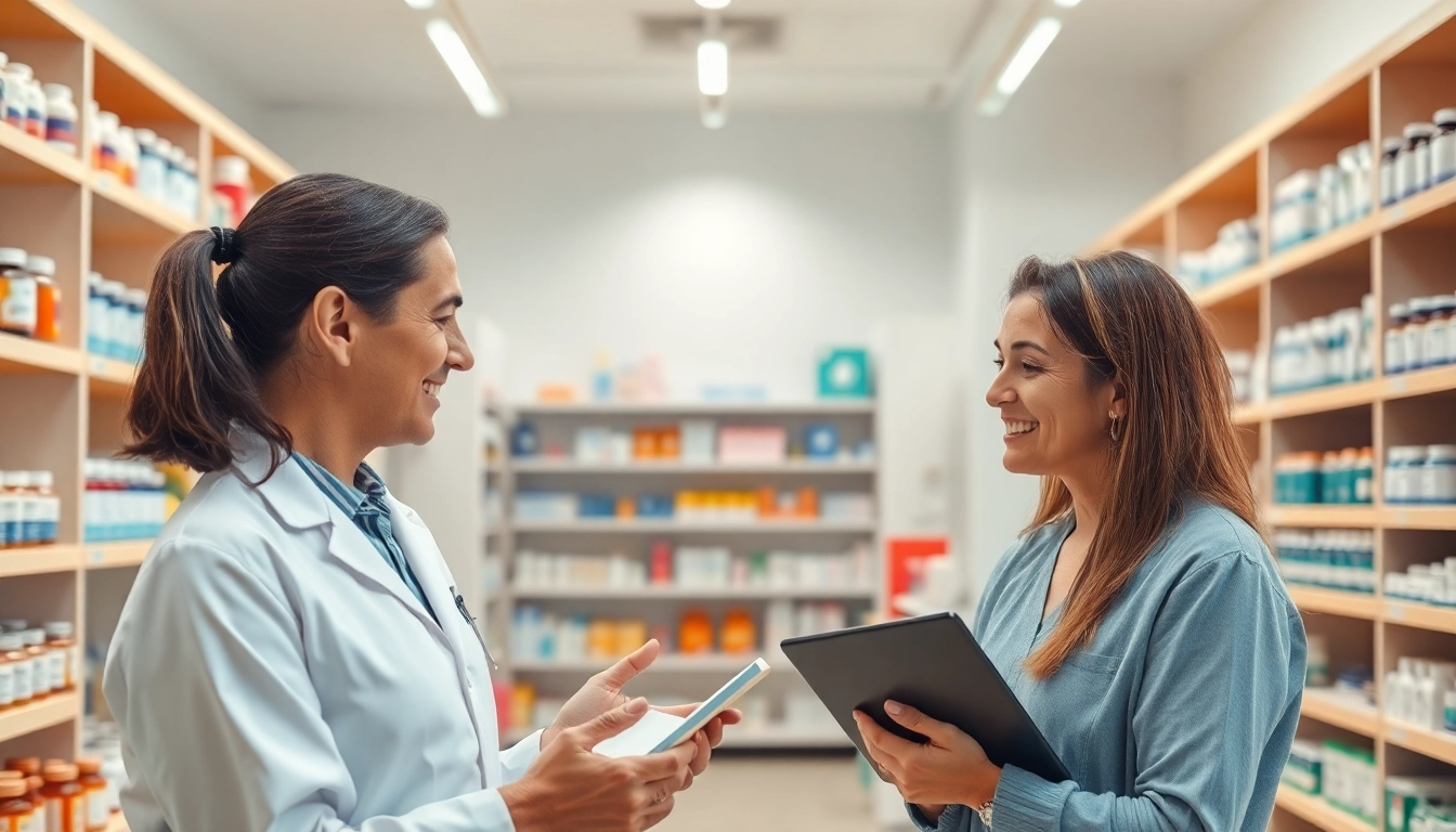 Engaging pharmacist consultation highlights the online pharmacy experience and personalized care.