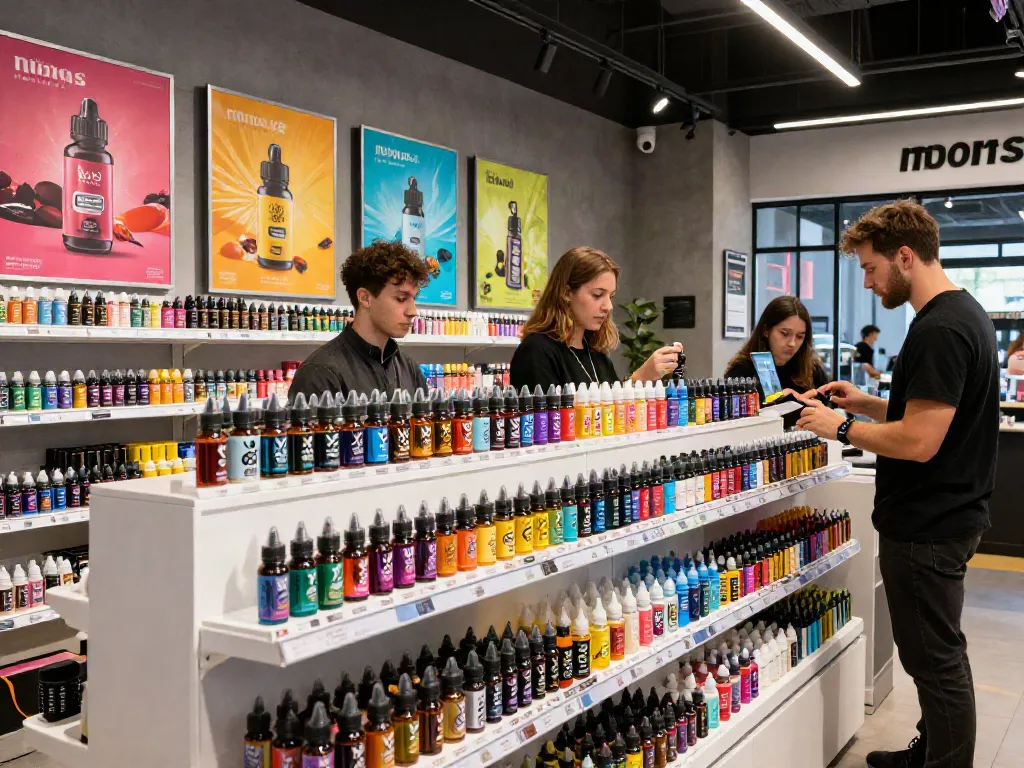 Explore diverse flavors of 2x vape juice at a vibrant vape shop.
