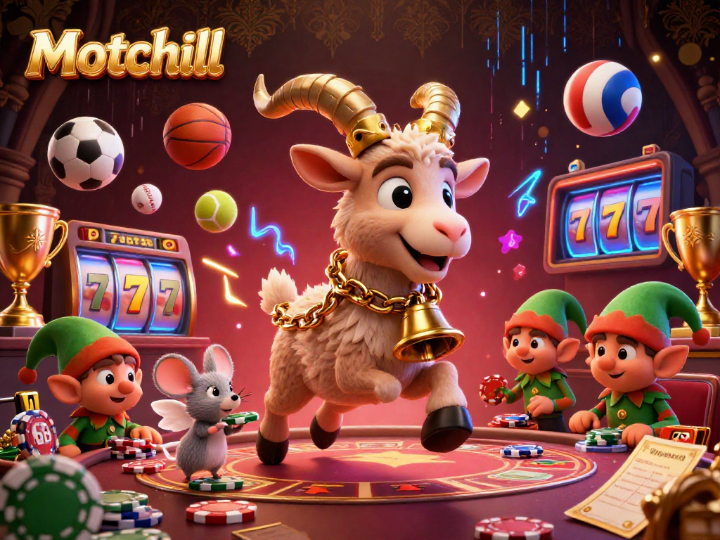 Motchill engages players with festive gamified elements in a vibrant casino scene showcasing high-energy action.