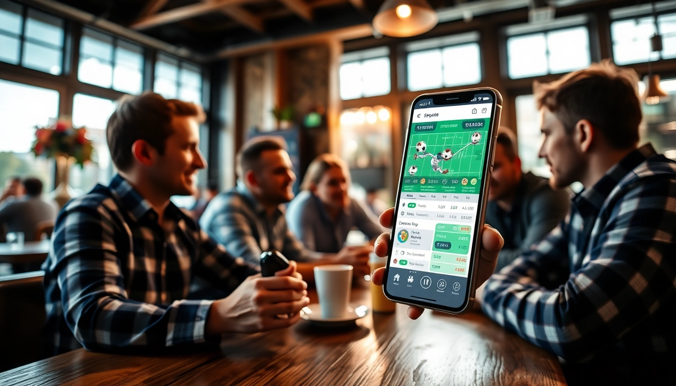 Explore best sports betting apps in India displayed on smartphones in a lively urban environment.