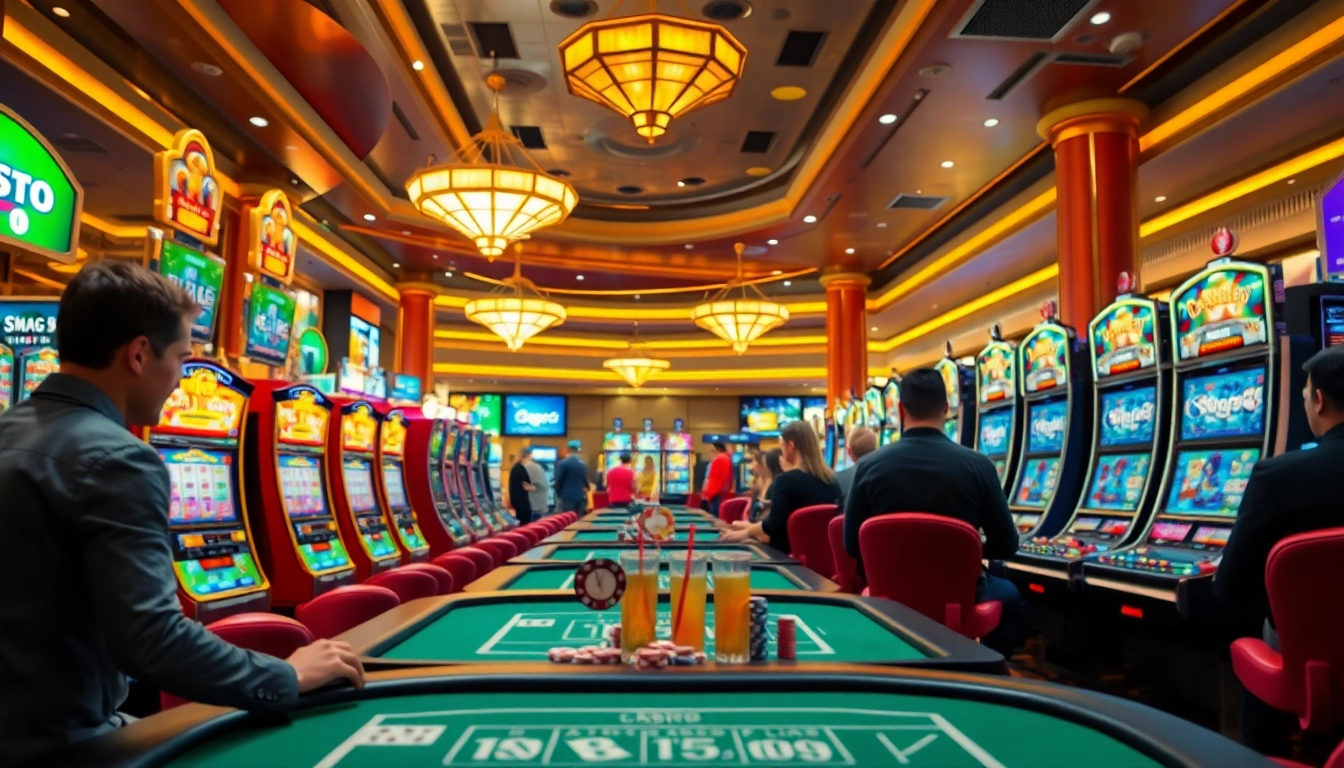 Players enjoying games at a Non gamstop Casino Uk, showcasing excitement and vibrant atmosphere.